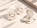 SilentRise Sleep Ear Plugs in Ivory with the charging case